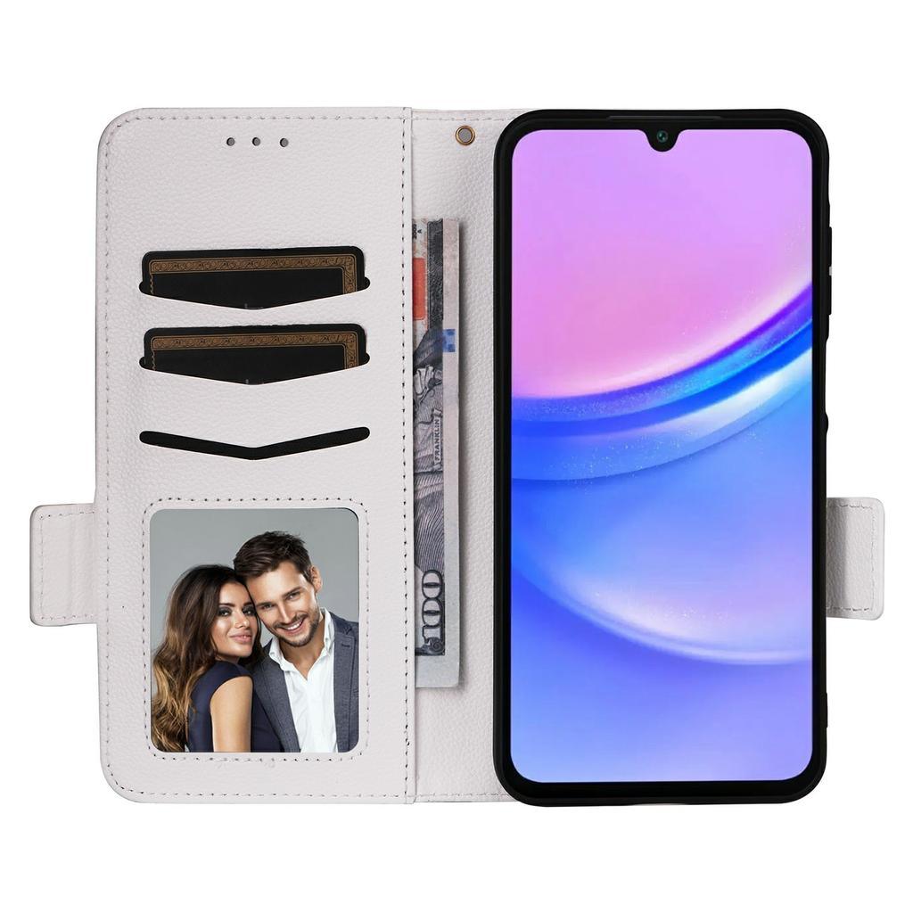 Чехол для Samsung Galaxy A17 5G/A17 4G с ремешком на запястье, текстура личи, кошелек из ПУ-кожи, чехол для телефона