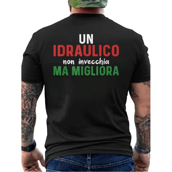 Funny Italian Plumber Man T-Shirt with Slogan - Back Print with Italian Text, Black with Plumber Design And Graphics, Short Sleeve Casual T-Shirt
