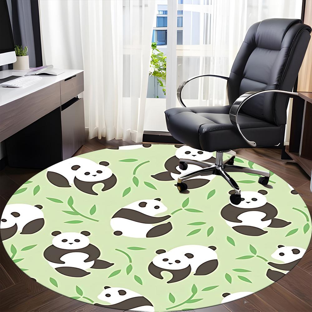 1pc Panda Bamboo Office Round Area Rug, Indoor Mat Suitable For Office, Under Office Chairs Bedroom Living Room Home Decor, Room Deco