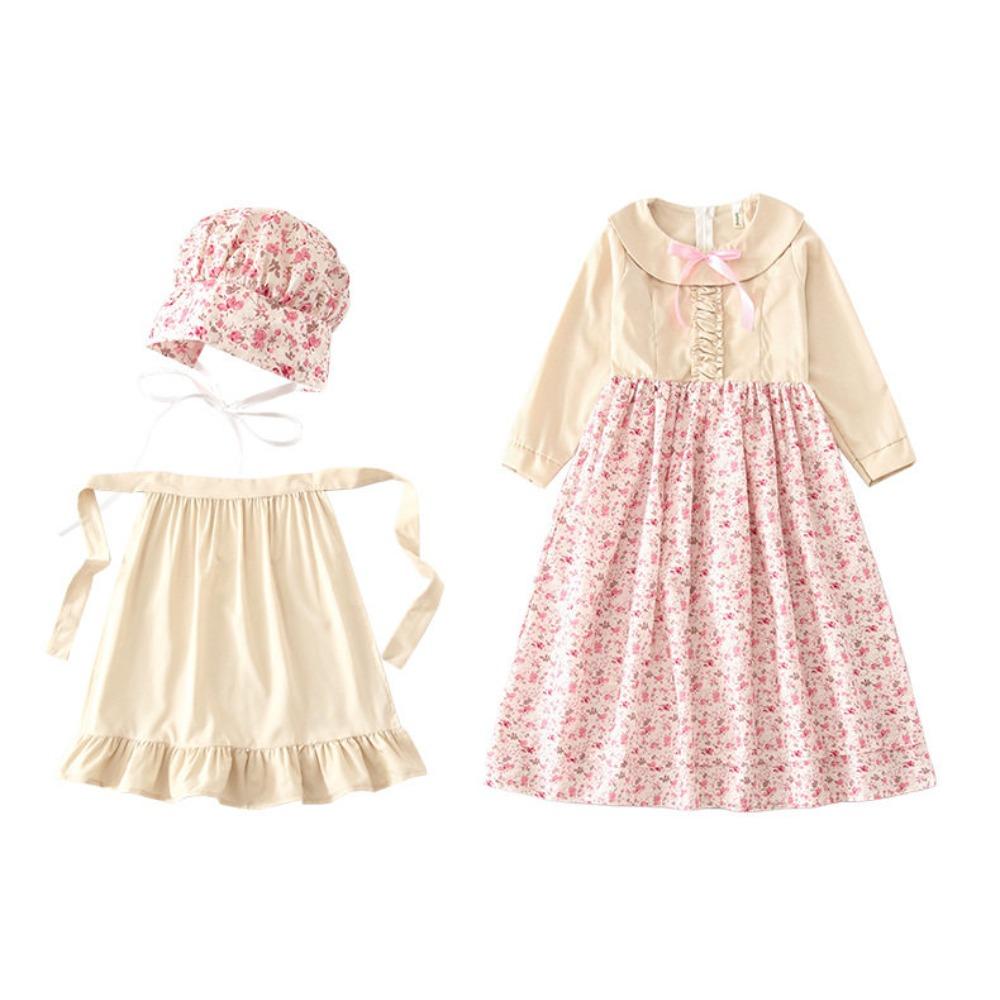 Kids Funny Grandma Floral Dress Cosplay Set, Creative Outfit for 100 Days of School Halloween Dress Up