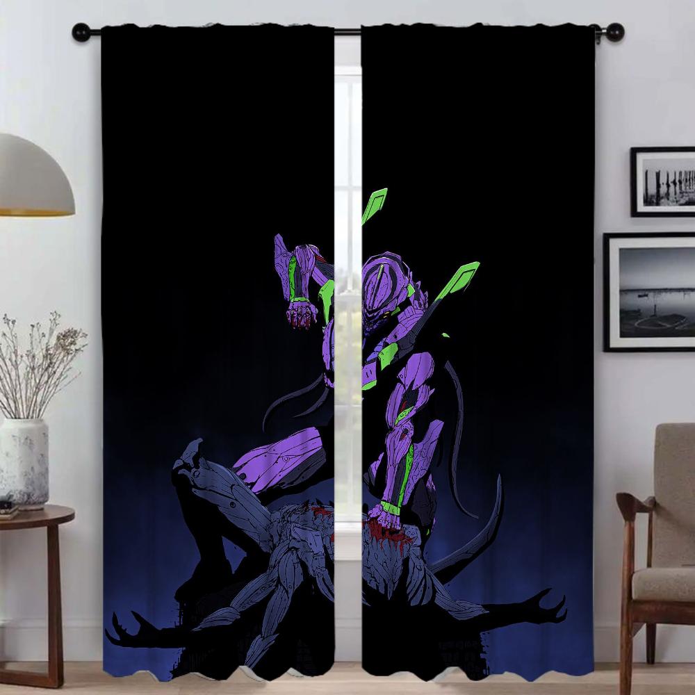 Set Of 2 Modern Evangelions Shades Living Room Curtains Camera Window Curtain Halloween Decoration Home Interior Polyester Ideal For Great