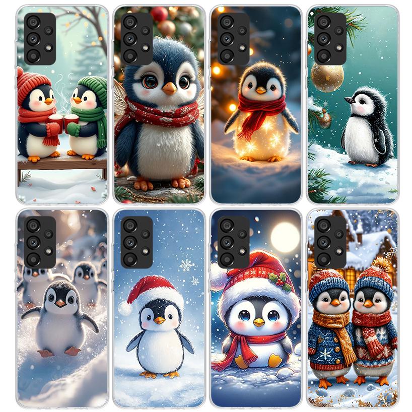 Christmas Penguin Phone Case For Samsung Galaxy A12 A52S A42 A32 A22 A51 A50 Note 20 Ultra 10 S10 Plus A71 A70 A31 A30 A10S Gala