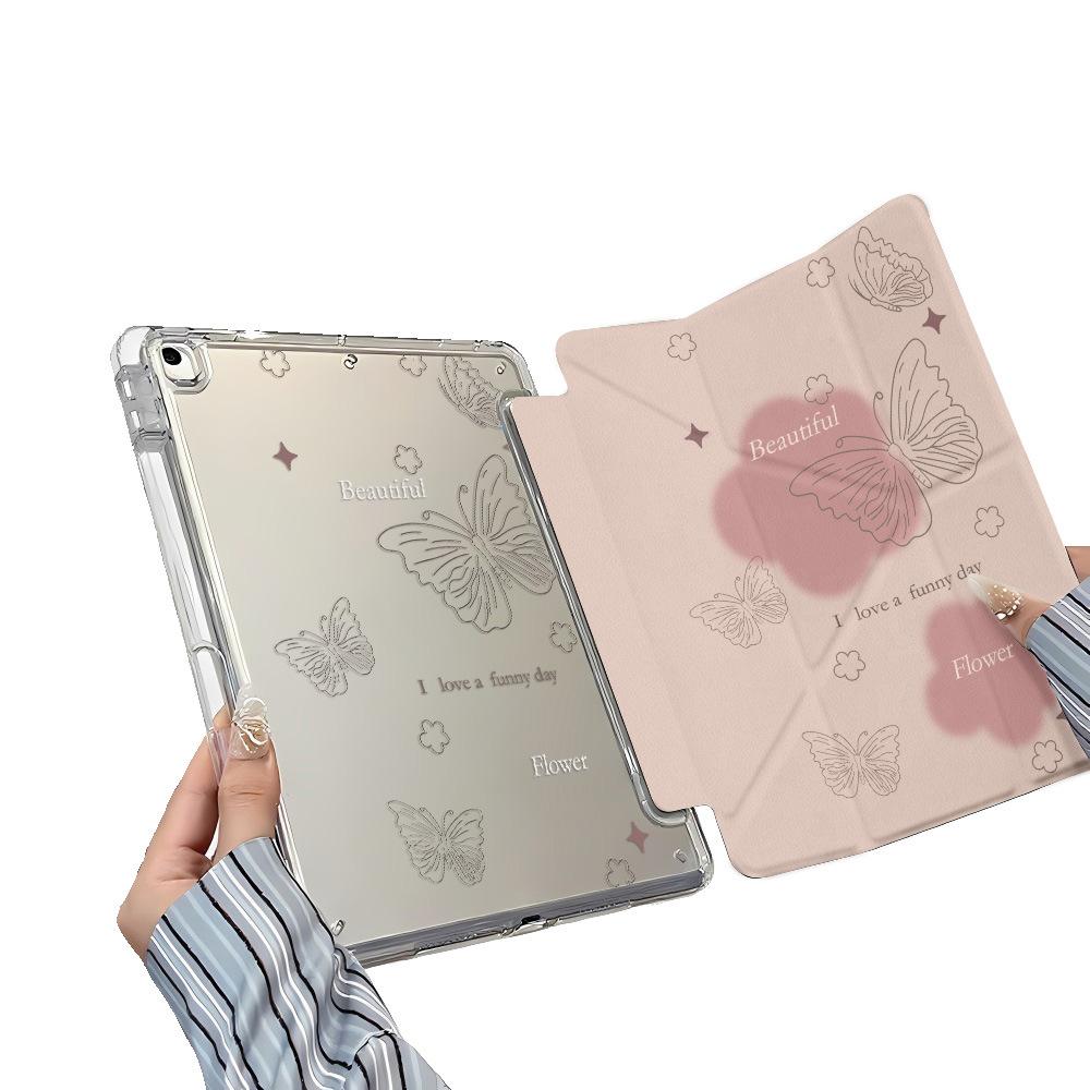 Цветок Бабочки подходит для iPad Pro 11 дюймов, наклейка с Y-образным сгибом, защитный чехол для планшета с держателем для стилуса, противоударный мягкий чехол в стиле ins