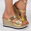 Золотые Серебряные Шлепанцы на Танкетке для Женщин Декор Стразами Массивные Сандалии на Платформе Женские Летние На Толстой Подошве Sandalias De Mujer