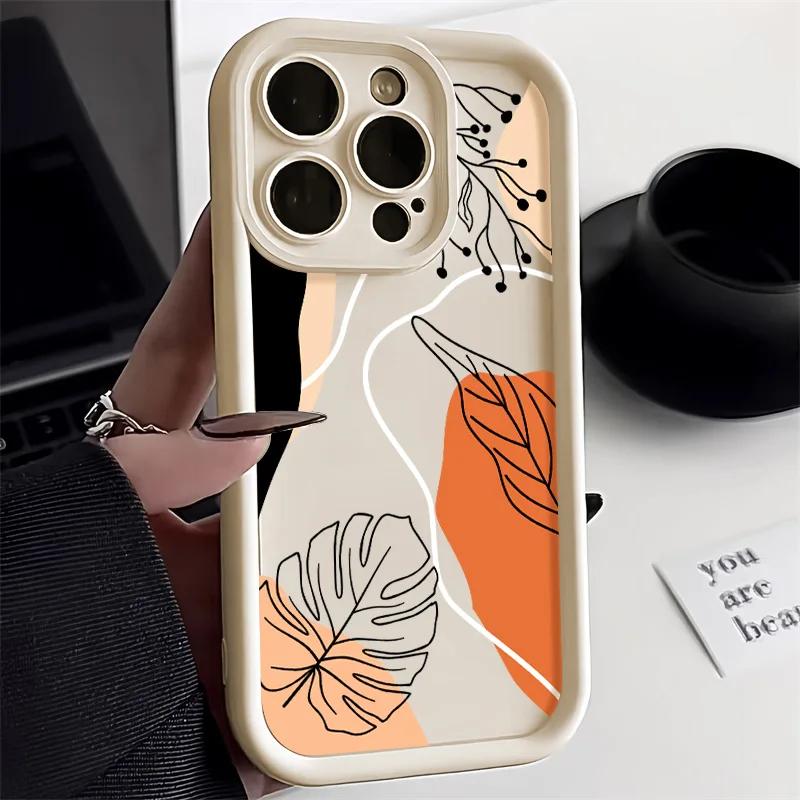 Чехол для телефона с абстрактными растениями для iPhone 17 15 Pro Max Чехол iPhone 13 16 14 12 11 Pro Max X XR XS 7 8 SECandy Жидкий силиконовый чехол