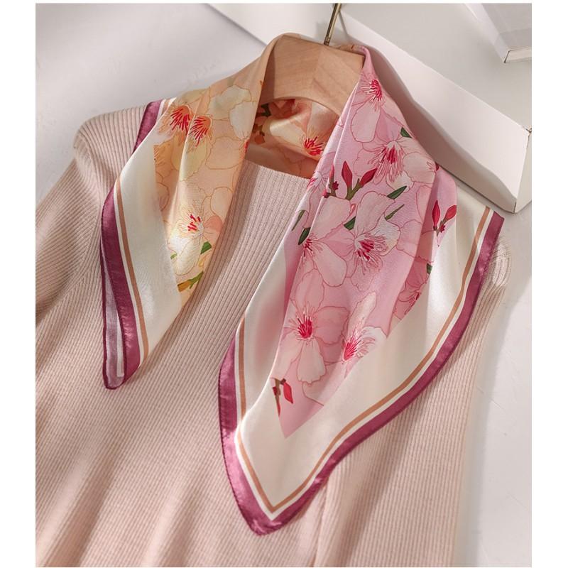 100% Mulberry Silk Scarf Women's Printed Small Square All-match Light Luxury Thin