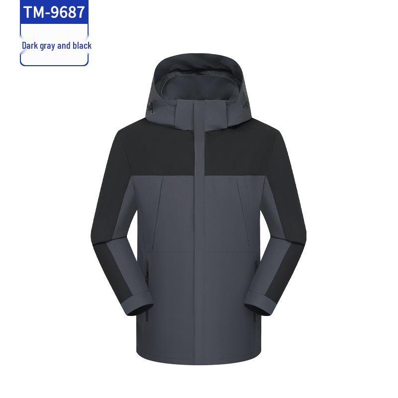 Autumn/Winter Thin Windbreaker with Detachable Hood and Custom Logo, Turn-Down Collar, Windproof Workwear Jacket