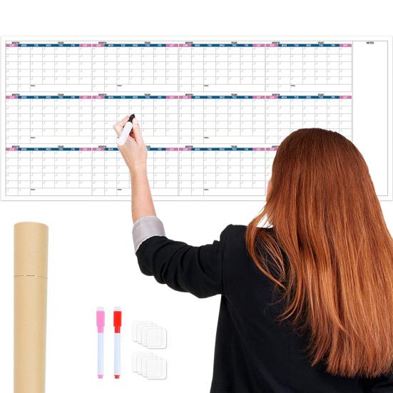 Очень большой календарь без даты Легкое планирование Многоразовая матовая белая доска на стену