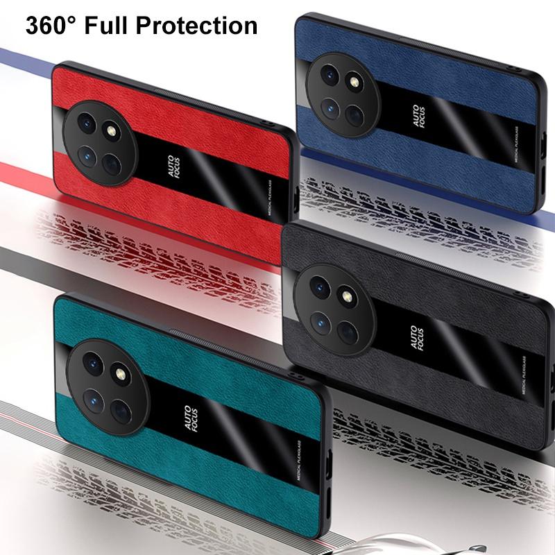Кожаный чехол-подставка для кольца для Huawei Nova Y91 Y90 Задняя крышка Роскошный Магнитный Силиконовый Защитный Чехол для Телефона для Huawei Nova Y90
