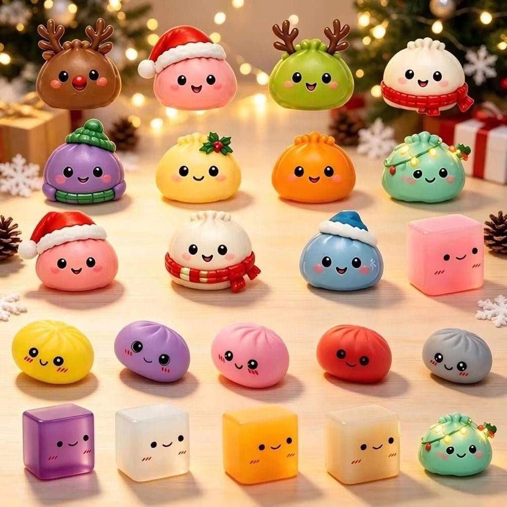 24Pcs Dumpling Squishy Pinch Toy Kit Countdown Calendar Slow Rising Squeeze Toy Kids