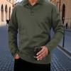 Мужские однотонные спортивные топы с пуговицами и лацканами, с длинным рукавом, мужские повседневные модные топы с длинным рукавом
