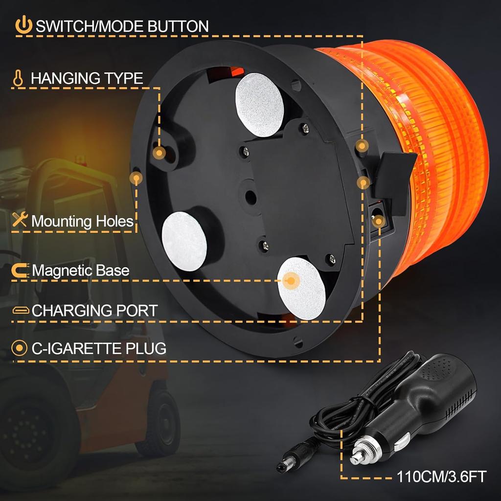 Магнитный беспроводной сигнальный фонарь, Янтарные перезаряжаемые стробоскопические огни для грузовиков, Портативный мигающий аварийный предупреждающий свет для почтовой машины