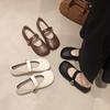 Fashion 2025 Retro Square Head Mary Jane Leather Shoes Women Spring and Summer New Flat Soft Bottom Single Shoes Casual Ladies Flats