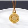 Ожерелье-подвеска Компас Восемь Сокровищ из вьетнамского песочного золота - Модный придворный стиль с ажурным цветочным дизайном, инкрустированным бриллиантами, для женщин
