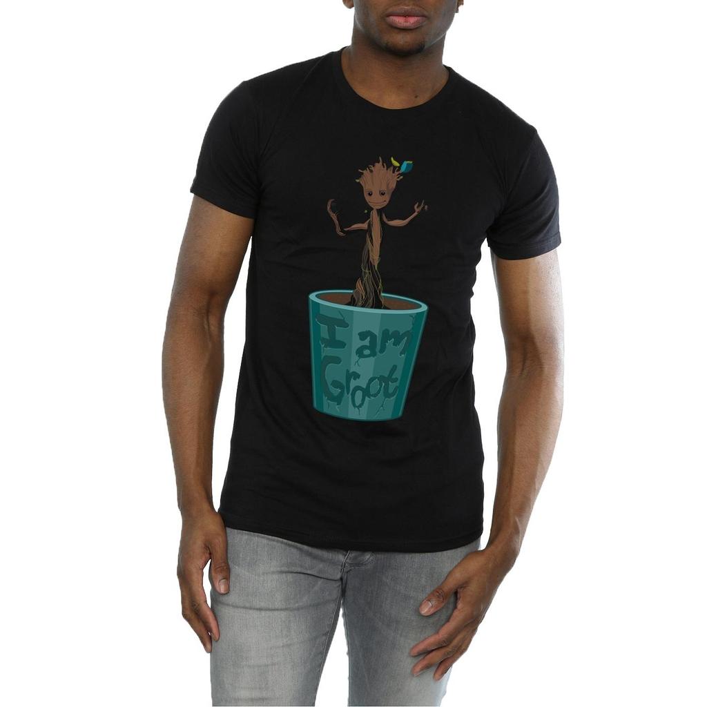 Marvel Mens Guardians Of The Galaxy Baby Groot Flower Pot T-Shirt