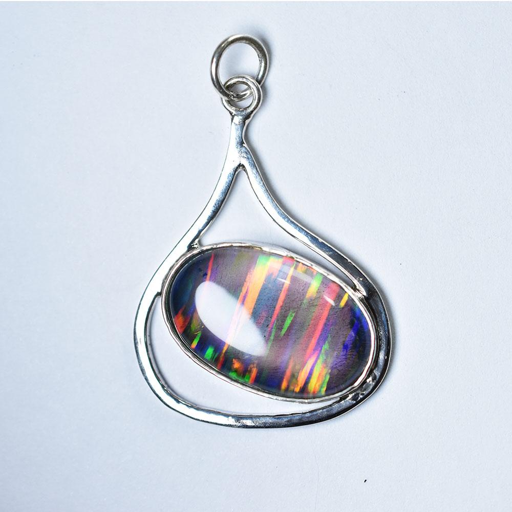 Extremely Rare 30.55 Ct Natural CERTIFIED Oval Opal 925 Sterling Silver Pendant