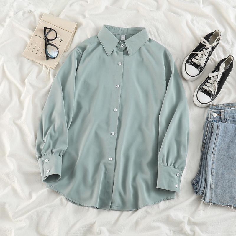 Шифоновая рубашка, женские классические ретро корейские офисные женские элегантные повседневные топы большого размера