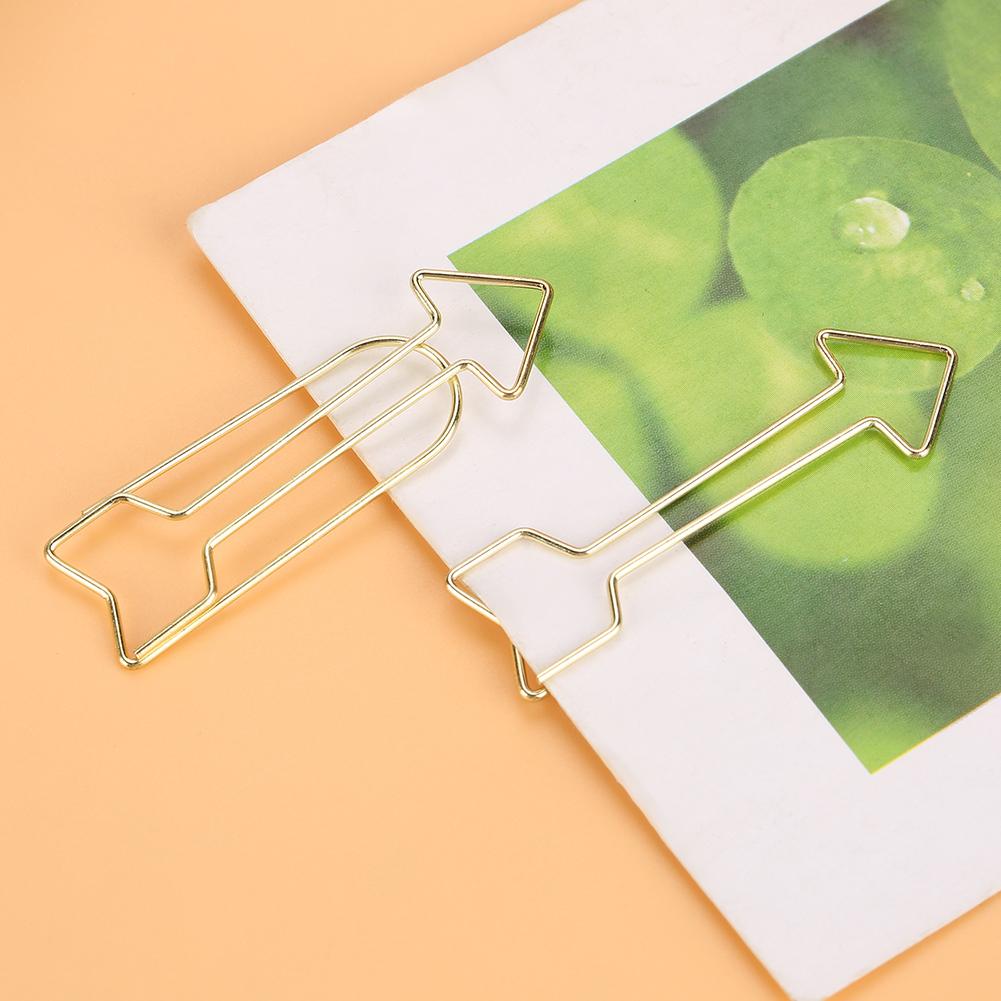 12pcs Gold Electroplating Metal Arrow Shaped Paper Clip Funny Stationery Bookmark Marking Clip