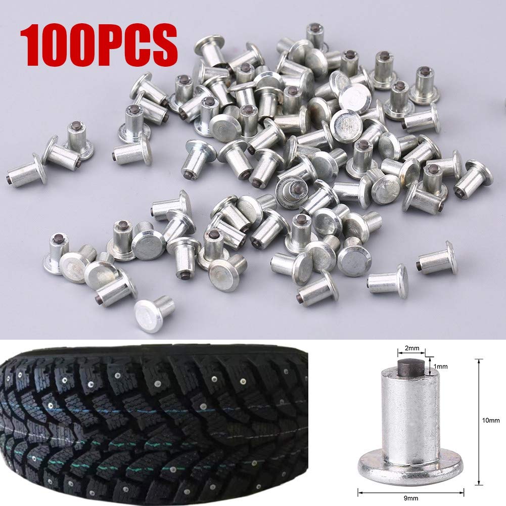 for Studs for Tires 100pcs 9mm/0.35" Wheel Tyre Stud Screws Tire Spikes for Car Auto SUV ATV marrkey tire Stud
