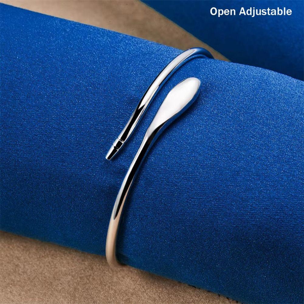 Open Adjustable Snake Bracelet Silver Color Charm Bracelet Fashion Open Bangle Fashion Accessories