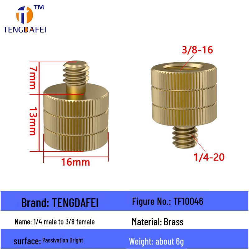 Reversible 1/4" Male To 3/8" Female Adapter for Camera Tripod Ball Head with M4-M8 Conversion Screws