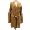 Wool Long Sleeve Knit Cardigan Brown Waist Ribbon Women Used
