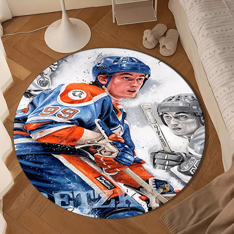Gretzky: The Great One Round Rug for Livingroom,Bedroom, Palyroom, Chair Rug, Area rug, Circle Carpet, Large Size Decor Fan Christmas gift