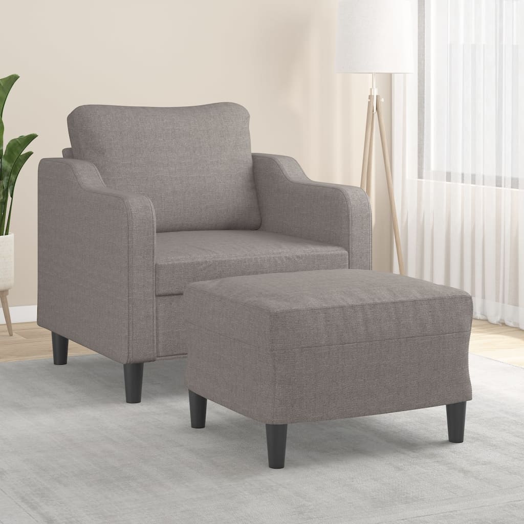 Vidaxl Fotel Z Podnóżkiem, Taupe, 60 Cm, Obity Tkaniną
