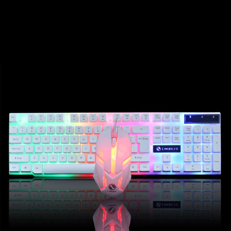 Проводной USB-ПК, геймерская подвеска, механическая клавиатура + мышь, фотоэлектрический портативный компьютер