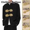 Golden Chinese Frog Buttons Flower Fastener Tang Suit Buttons  Handcraft Accessories