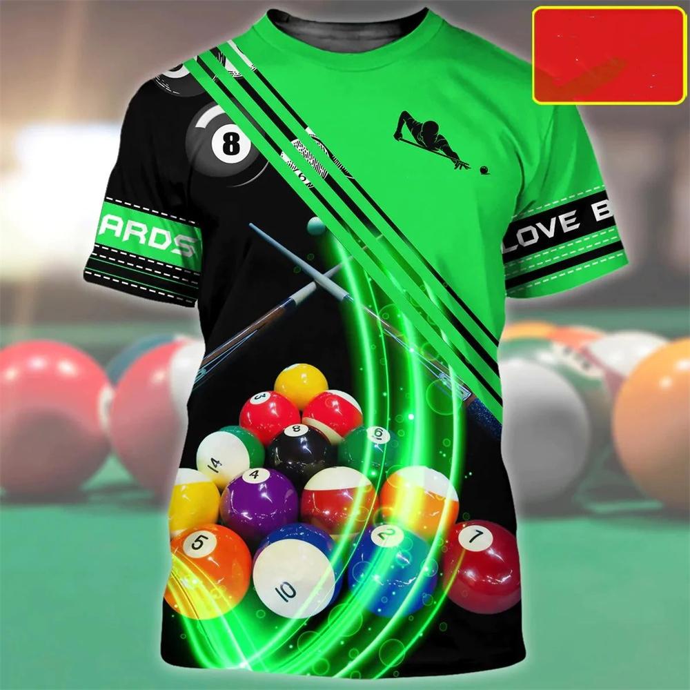 Funny Billiards 3D Printed Summer Fashion Simple Men's And Women's Casual Sports Daily New Round Neck Short Sleeve T-shirt Tops