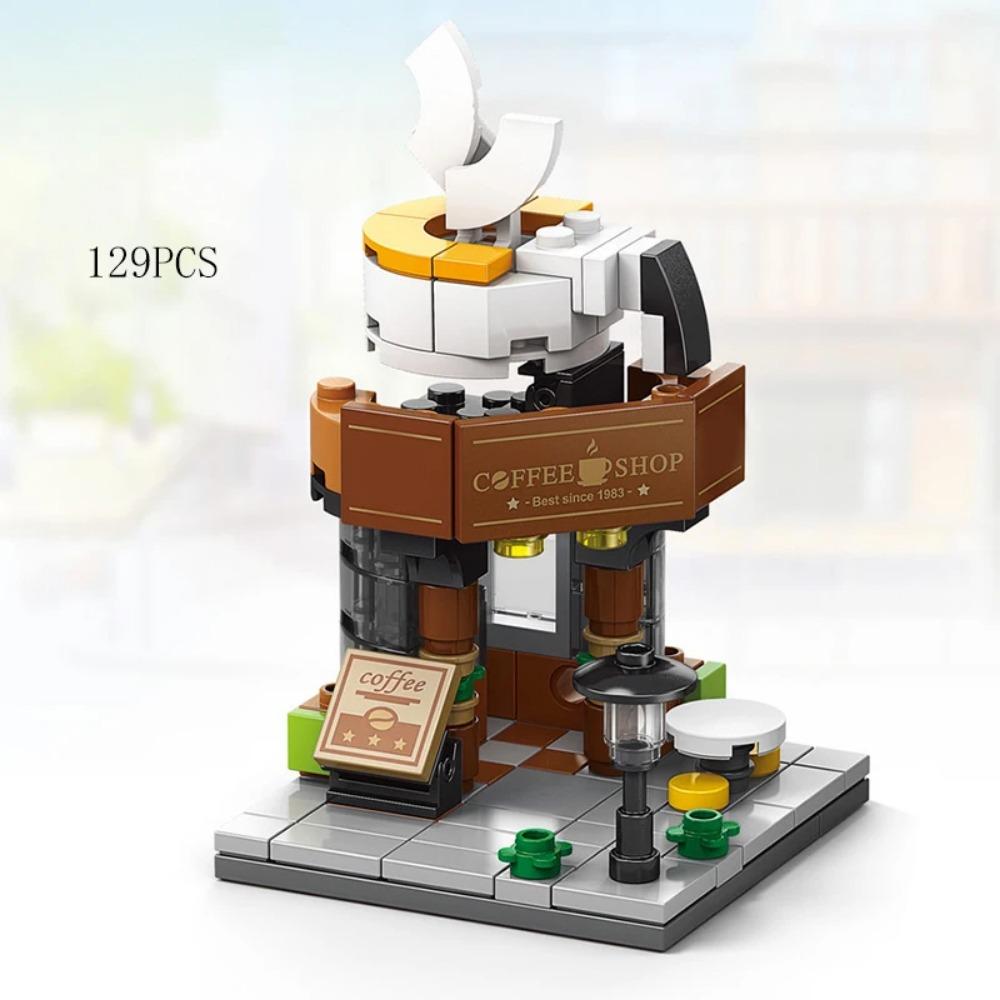 Мини-магазин, наборы для просмотра улиц, модельные строительные блоки, гамбургер, ресторан, розничный магазин, креативная архитектура, друг, город для девочек