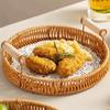 Plastic Round Rattan Storage Tray Handmade Bread Fruit Storage Tray Wicker Storage Baskets  Office