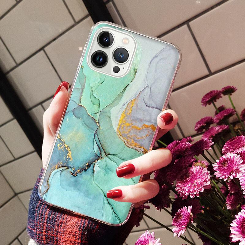 Чехлы для iPhone 14 12 11 13 Pro Max Чехол Силиконовый Funda на iPhone 13Mini X XS Max XR 8 7 14 Plus Цветная Мраморная Живопись