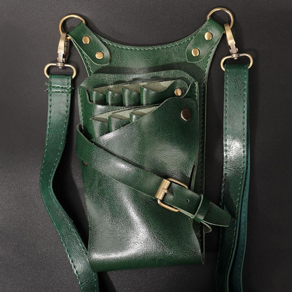 Hair Scissor Bag 7 Slots Faux Leather Hair Scissor Bag Clips Bag Hairdressing Barber Scissor Holster Pouch Holder Case With Belt