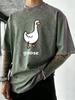 Goose Makes People Happy Print Men Washed TShirt Summer Casual T Shirts Vacation Soft Short Sleeves Loose Hip Hop Streetwear