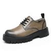 Men's Shoes Summer Low Top Big Head Casual Workwear Shoes Trendy British Style Thick Soled Hollow Thin Breathable Shoes