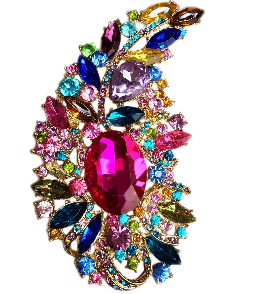 Luxury Full Crystal Exaggerated Broocch Badges For Women Men Elegant Rhinestone Waterdrop Pin Lady Clothing Coat Corsages