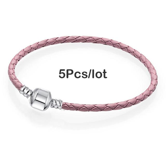 5pcs /Lot Sale Popular Charm Bracelets Diy Elegant Leather Chain Charms Bracelets Bangles For Women Jewelry Gift