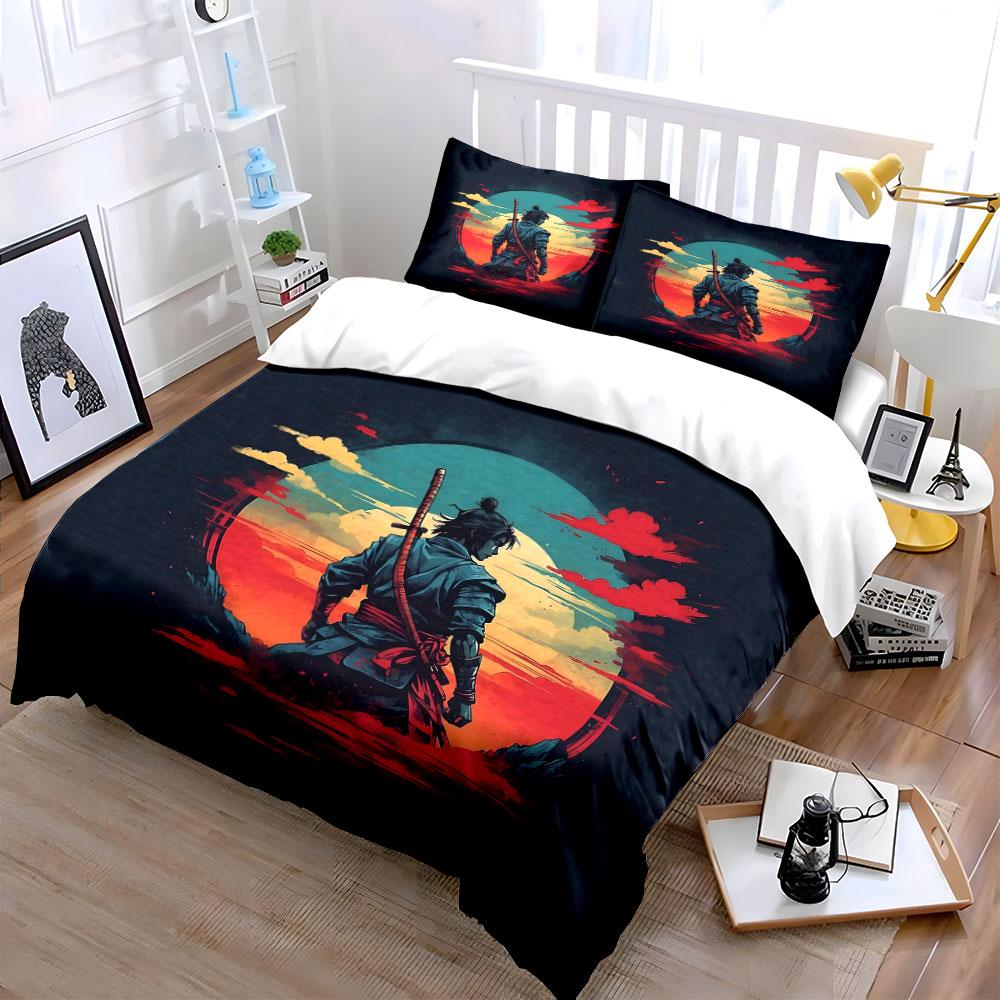 "Samurai's fiery horizon." Bedding sets Duvet covers Pillowcases(1* Duvet Cover 2* Pillowcases without duvet insert)