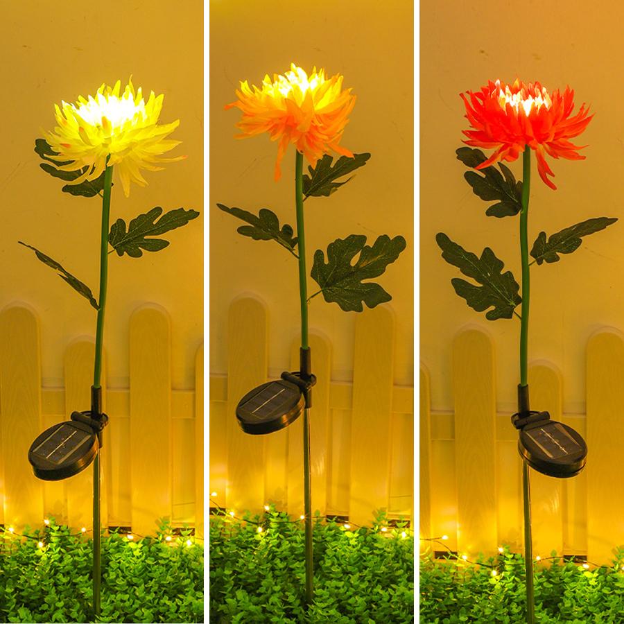 LED Solar Ball Chrysanthemum Lamp Outdoor Lawn Lamp Waterproof Camping Festival Lamp Garden Plug in Lamp