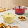 Red/Yellow Aluminum Alloy Stew Pot with Lid,24cm Round 4L Ceramic Stew Pot Applicable 1-4 for Gas Stoves,Induction Cookers