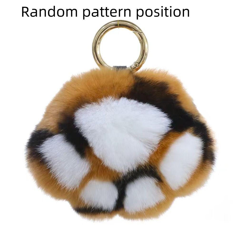 Furry Doll Tiger Paw Fur Keychain Stuffed Animal Plush Cat's Paw Pendant Women/Girls