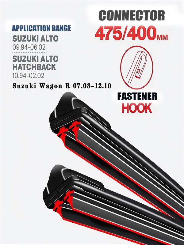 Hook Wiper Blades 475/400mm (19"+16") for Suzuki Alto & Wagon R