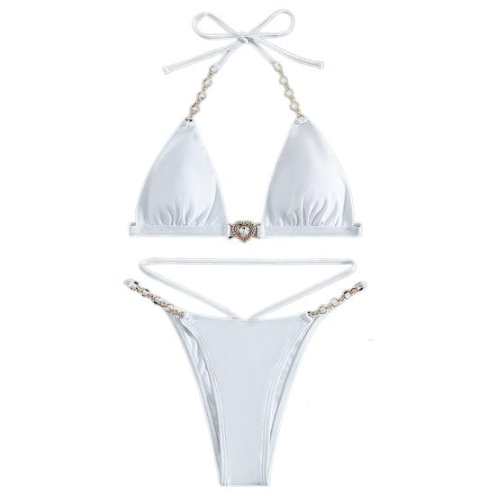 1 компл. Купальник бикини Мягкие бюстгальтеры без косточек Сексуальный Холтер с V-образным вырезом Страпон для плавания Комплект из двух частей Разделенное бикини Летний женский купальный костюм Пляжная одежда