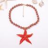 Cute Enamel Crab Pendant Necklace Polka Dot Beads Necklace Simple Bohemian Collarbone Chain  Women