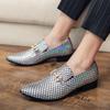 Fashion New Men Glitter Gold Silver Fish Scale Pattern Oxford Formal Shoes Male Wedding Prom Homecoming Flats Sapato Social Masculino