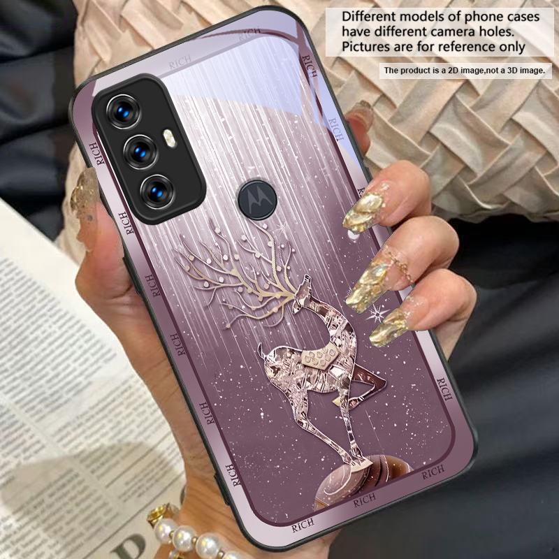 Чехол-наклейка «Звездная ночь с оленем» для Motorola Moto Edge 20 Lite 30 Pro 40 Neo 50 Ultra X30 Pro G14 G22 G24 G75 G84 G85 Стеклянный чехол для телефона