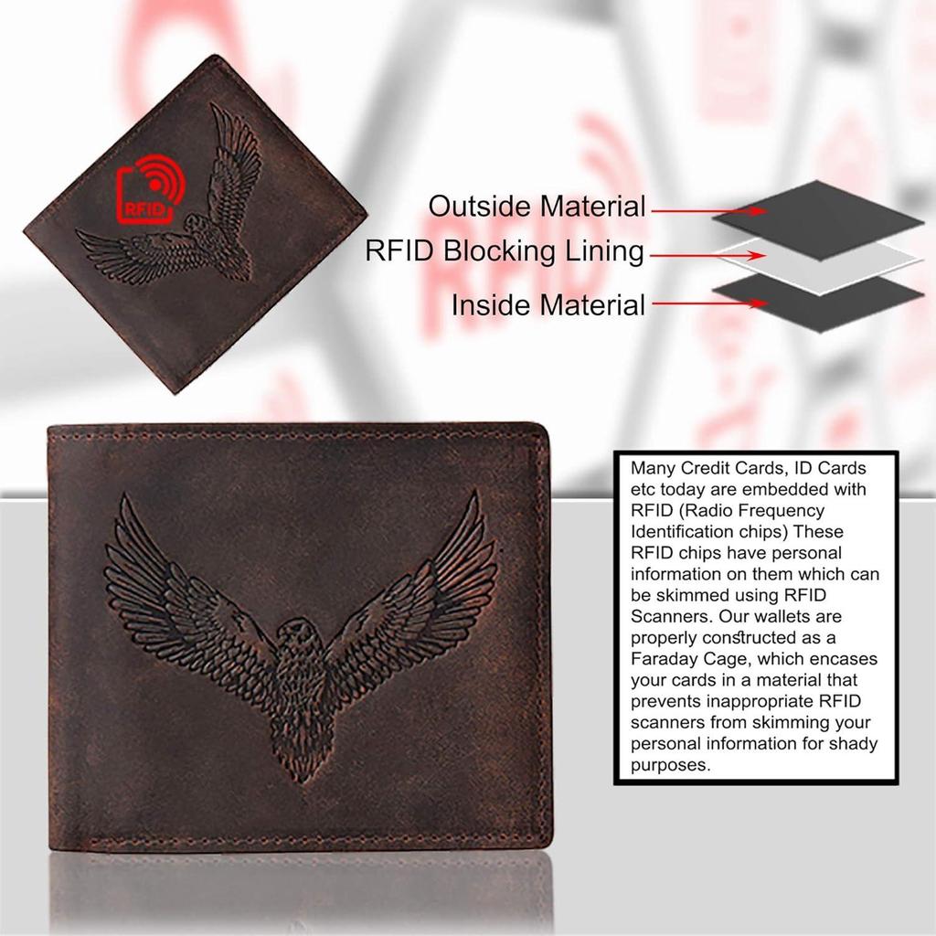 Мужской кожаный кошелек Zeus Vintage Bi-Fold, 6 отделений для карт
