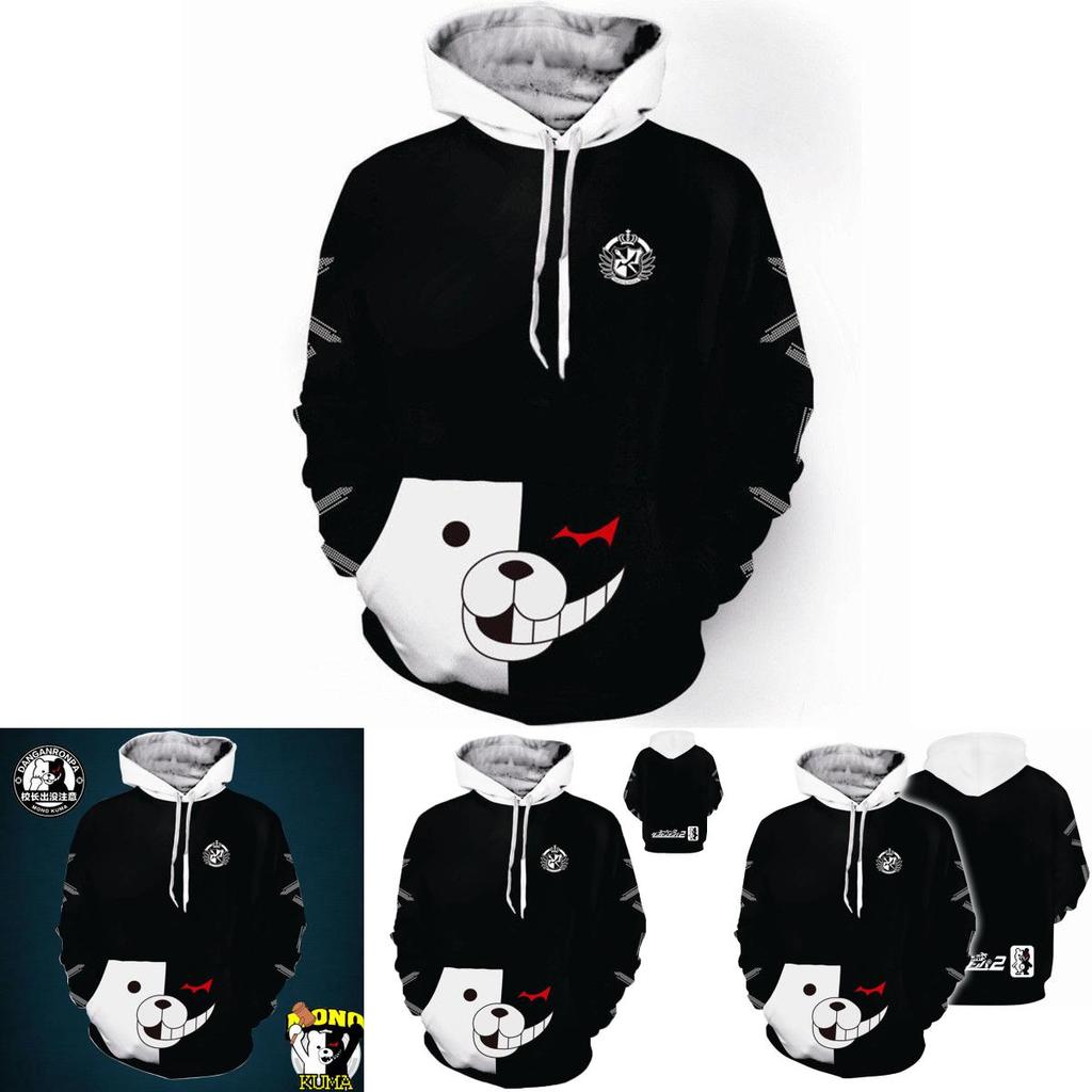 Anime Monokuma Danganronpa Cosplay Hoodie Sweaters Unisex Casual Sweatshirt Coat